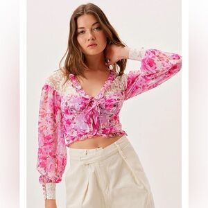 NWT For Love & Lemons LARA CROP TOP size XS